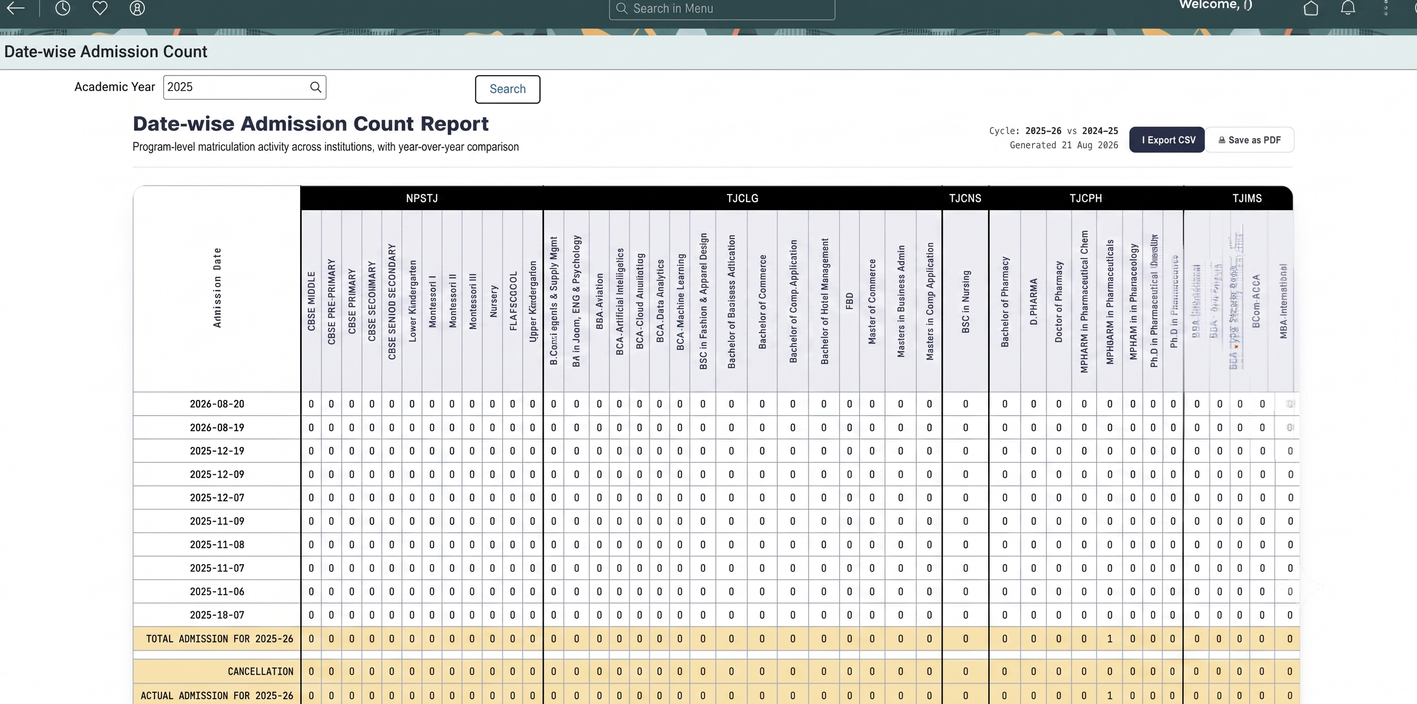 T.John Admission Report
